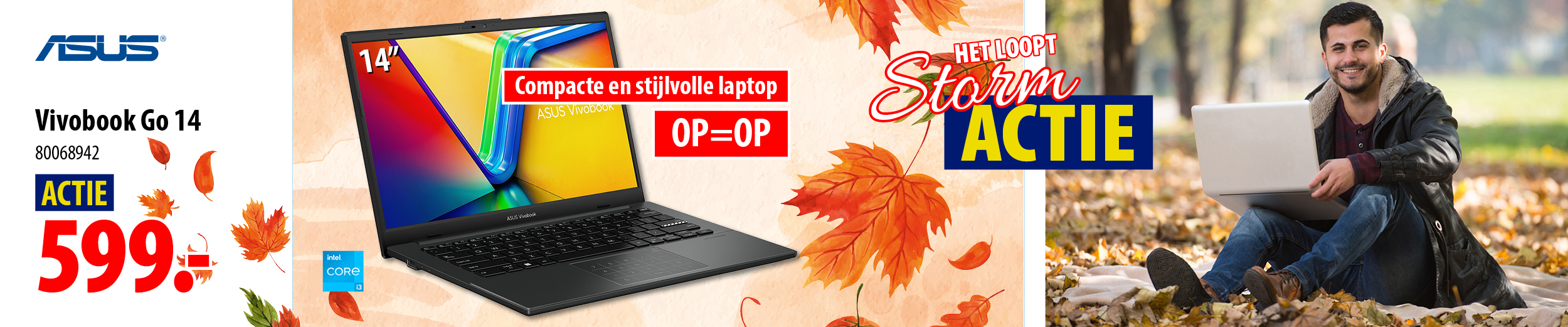 Het loopt storm actie Asus laptop