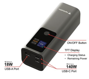 Verbatim Charge 'n' Go Powerbank - 27.000 mAh - Grijs